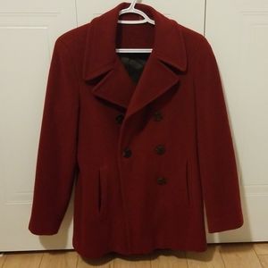 Calvin klein outerwear dark red pea coat